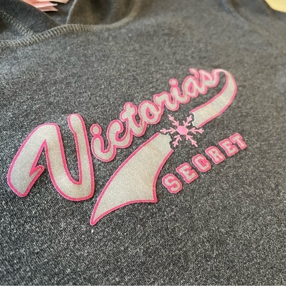 Vintage 2003 VICTORIA’S SECRET Gray Ling Sleeve Pullover Hoodie Logo Snowflake S - Picture 3 of 10